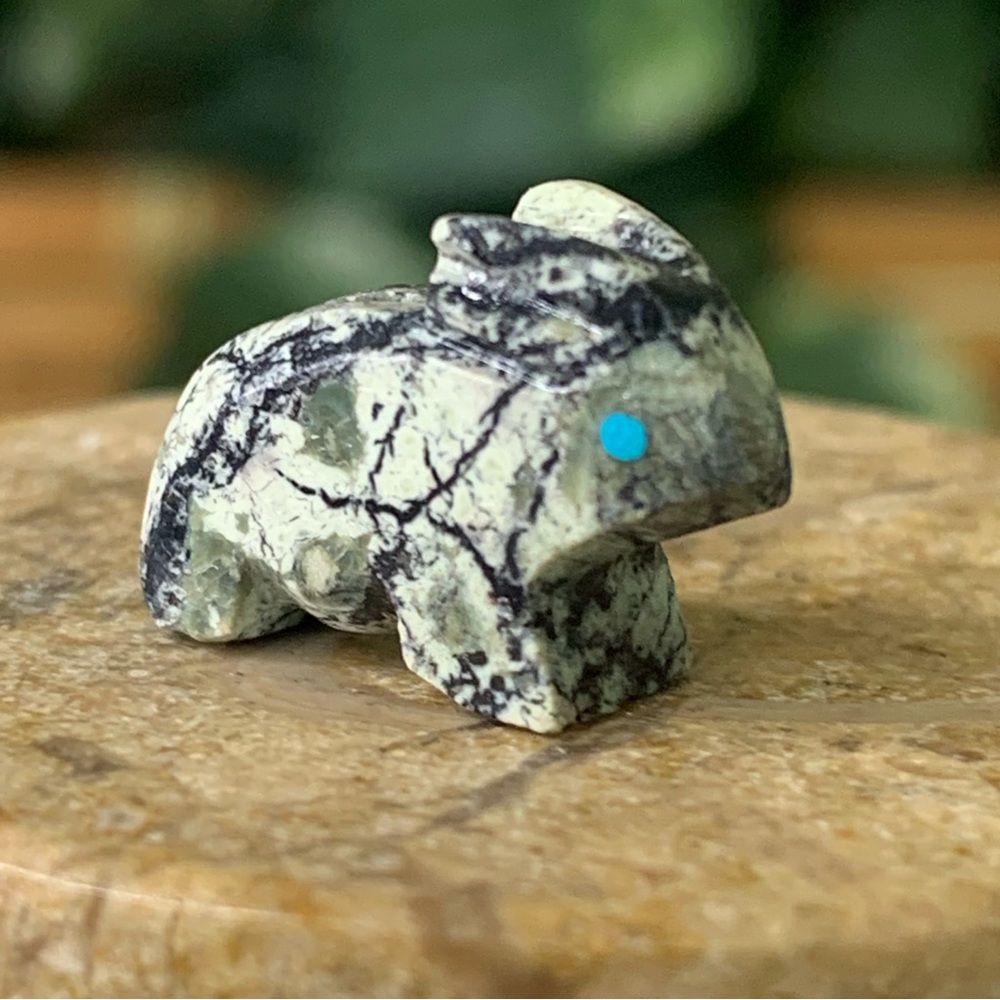 Zuni Style Rabbit Fetish Bead Drilled Stone Native American Mini Animal Bunny .7